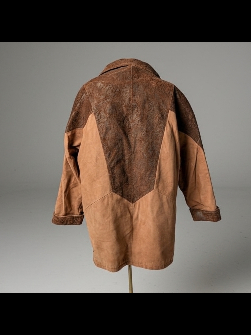 RARE Vintage 80s Wilsons Leather Insulated Suede & Embossed Western Coat Size XL - Picture 6 of 12